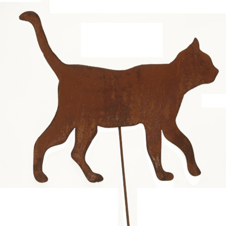 Katze gehend auf Stab, Metall rost 45 - 50 cm + Stab