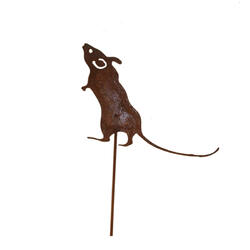 Maus auf Stab, Metall rost12 cm