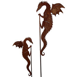 Elément décoratif dragon avec ailes sur tige