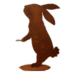 Elemento decorativo Bunny C in piedi con vetro di prova. su piastra