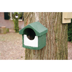 Cassetta per nidi in legno e cemento piccola mezza cavità, verde, 20 x 18,5 x15 cm