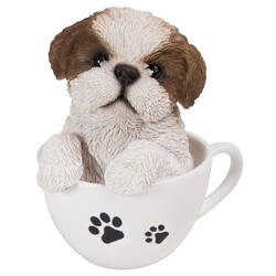 Figura decorativa Shih Tzu cucciolo in tazza