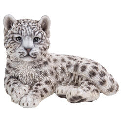 Figura decorativa leopardo delle nevi sdraiato