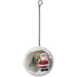 Mini-Schneeball mit Weihnachtsmann hängend
