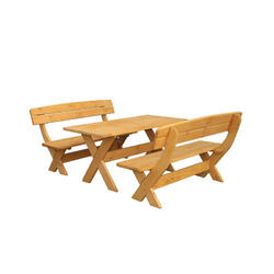 Garniture en bois München, brun miel Table : 150x76x73cm Banc : 150x38x43cm