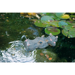 Set de gargouilles Hippo &amp; Baby 6.5 x34 x15 cm,incl. pompe de bassin 600l/h