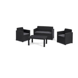 Merano Lounge Set graphite2er Sofa + 2 Sessel + Tisch