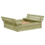 Oecoplan Sandkasten mit Abdeckung und Sitzbänken, 120x120x25cm